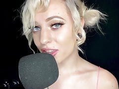 Blonde does topless ASMR boob massage