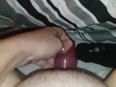 toying her wet pussy