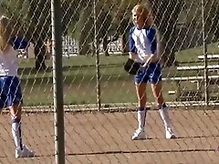 Baseball Chicks Get Seduced And Picked Up By The Lez Blonde That Craves A Threesome