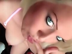 Sexy German Blonde GF Dirty Talk Blow Job