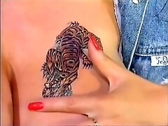 Sexy Tigress Shows Her Huge Tits And Has Some DP Dildo Action