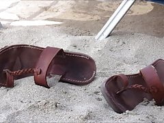 Young lady's footplay on the beach