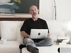 Skinny blonde shemale fucked in the ass by an emo guy