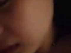 Close up of Asian girls face while she gets fucked