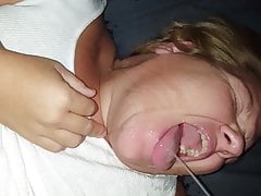 Bbw wife taking a huge facial