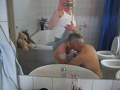 crosdresser having a blowjob by an old guy