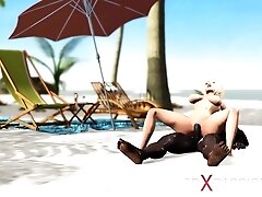 A super sexy horny blonde gets fucked by BBC in the desert island