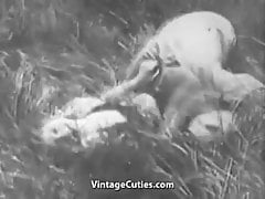 Rough Sex in Green Meadow (1930s Vintage)