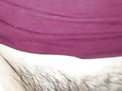 Fingering wife's hairy pussy