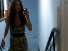 Walking the stairs in my pretty dress