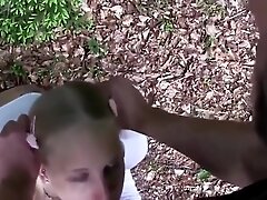 Horny Blonde Gets Fucked By Stranger In Woods