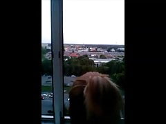 Russian whore near the window. Anal plug. Orgasm.