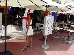 Candid gorgeous hostess white dress tits hot
