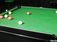 He fucks bbw in fishnets right on pool table