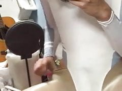 Asian sissy in leotard cums