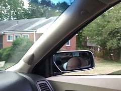 Black slut sucking dick in front seat of car