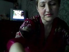 Hot Russian mature mom Elena play on skype