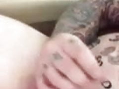 tattoo guy jerks cock and moans