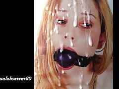 Heavy cum on ball gag