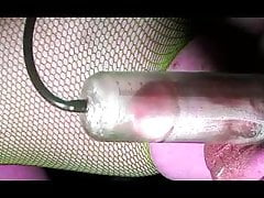 tranny in lingerie pumping and sounding