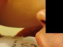 Close up cum swallow