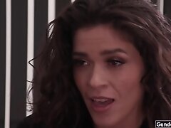 Asian trans boss Kasey Kei pussy licking and bangs employee