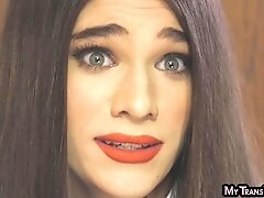 TS teen 18+ in college uniform assfucked by principal in office