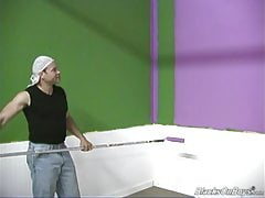 Muscular white guy gets banged by two black thugs