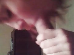 Amateur redhead girl takes blowjob