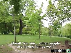 Sexy blonde babe Aisha having a sex in the public park