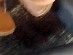 Brown skin ebony college girl feet shoeplay flip flops