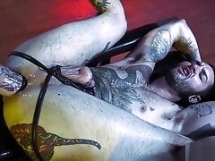 Tattoo jock fetish with cumshot