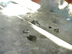 young girl licking her spitting