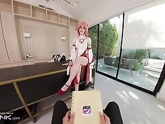 VR Conk Genshin Impact Yae Miko A sexy teen 18+ Cosplay Parody PT1 With Melody Marks In HD Porn