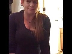 Mature ginger rides her toy