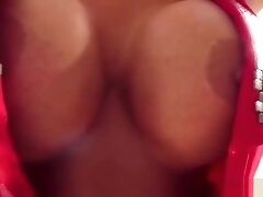 Superb Blonde Babe Oils Her Big Tits