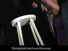 Humble busty slave tied brutal spanked and blowjob used