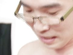 Blonde asian guy fucks slender brunette babe