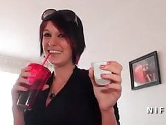 Pretty big titted french babe fucks and sucks in closeup