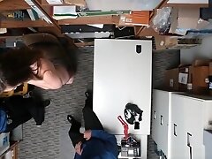 teen 18+ Thief Tag Teamed By Security Guards In The Back Office