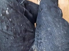 Femboy spurting jizz onto pants