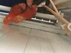 Cum on the shoes of a strange in the changing room 5