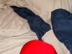 Girl hogtied in spandex zentai