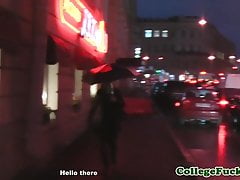 Costume euro teen pussyfucked in public