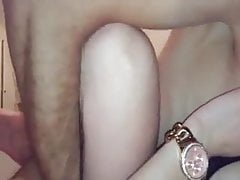 Hairy wife blowing a cock