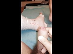 Masturbation with casted leg